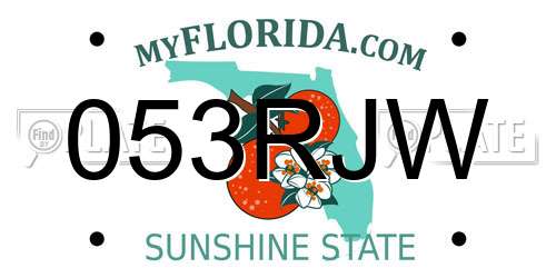 053RJW Florida License Plate