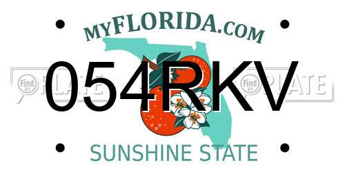 054RKV Florida License Plate