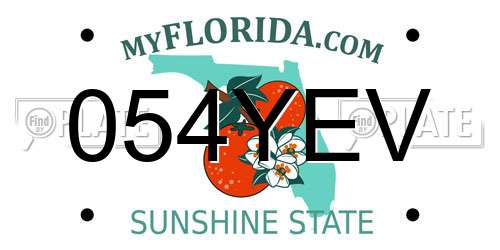 054YEV Florida License Plate