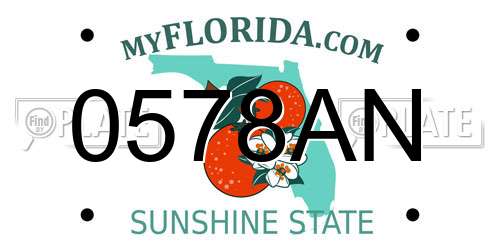 0578AN Florida License Plate