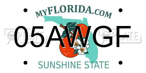 05AWGF Florida License Plate