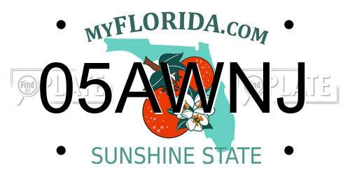 05AWNJ Florida License Plate