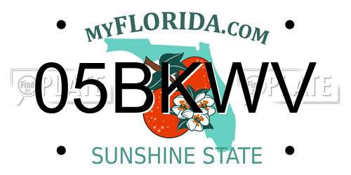 05BKWV Florida License Plate