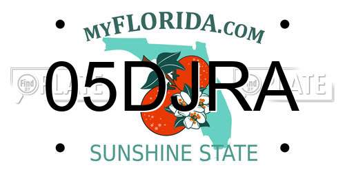 05DJRA Florida License Plate