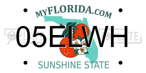 05ELWH Florida License Plate