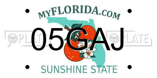 05GAJ Florida License Plate