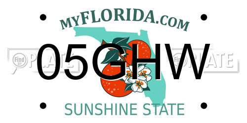 05GHW Florida License Plate