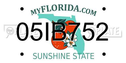 05IB752 Florida License Plate