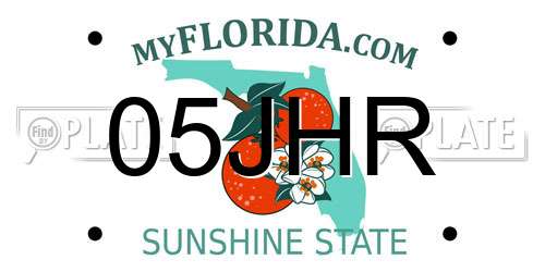 05JHR Florida License Plate