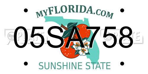 05SA758 Florida License Plate