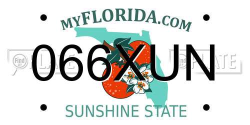 066XUN Florida License Plate