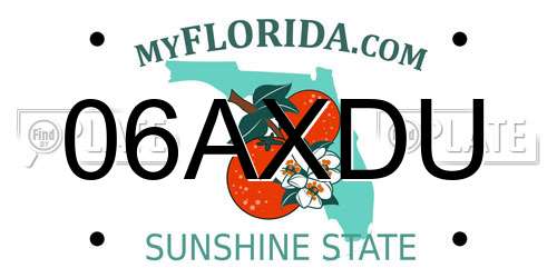 06AXDU Florida License Plate