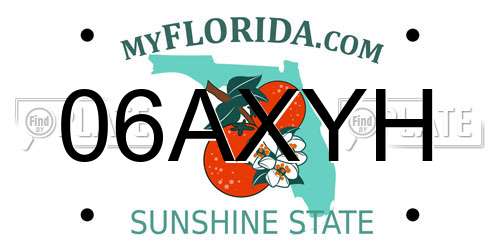 06AXYH Florida License Plate