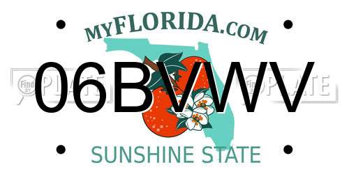 06BVWV Florida License Plate