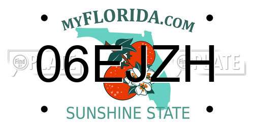 06EJZH Florida License Plate