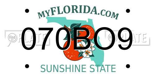 070BO9 Florida License Plate