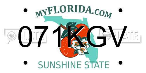 071KGV Florida License Plate