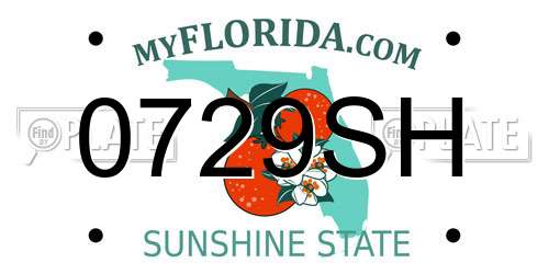 0729SH Florida License Plate