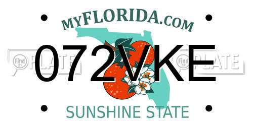 072VKE Florida License Plate