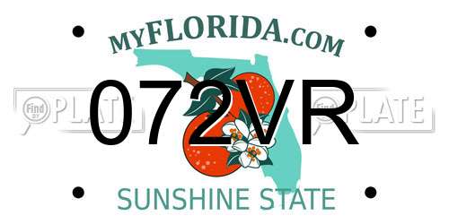 072VR Florida License Plate