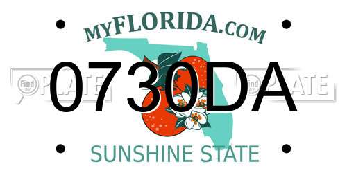 0730DA Florida License Plate