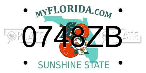 0748ZB Florida License Plate