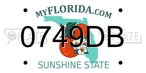 0749DB Florida License Plate