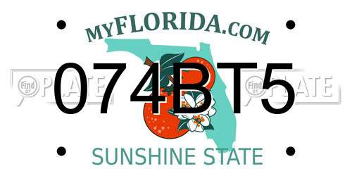 074BT5 Florida License Plate