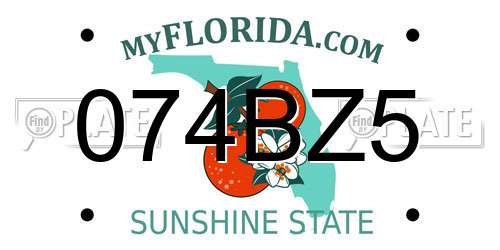 074BZ5 Florida License Plate