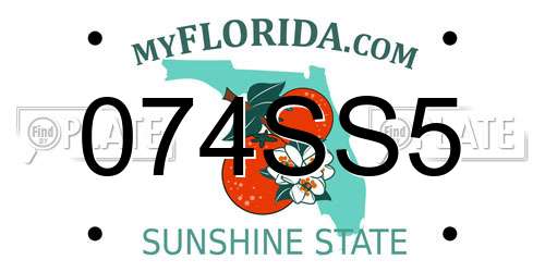 074SS5 Florida License Plate