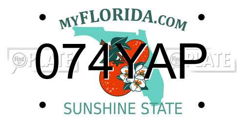 074YAP Florida License Plate