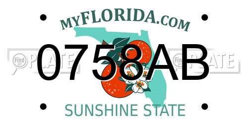 0758AB Florida License Plate
