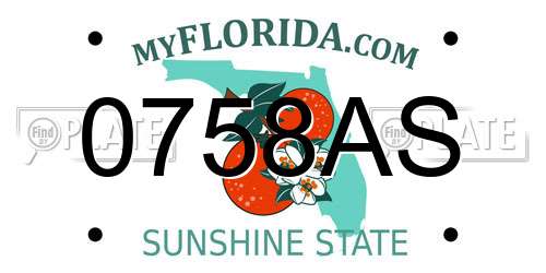 0758AS Florida License Plate