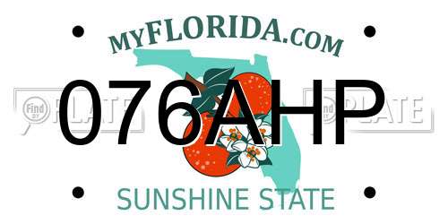 076AHP Florida License Plate