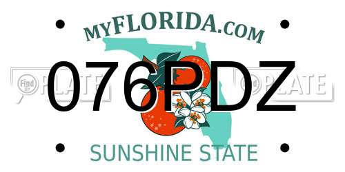 076PDZ Florida License Plate