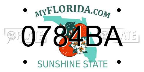 0784BA Florida License Plate