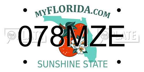 078MZE Florida License Plate
