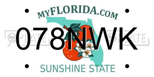 078NWK Florida License Plate