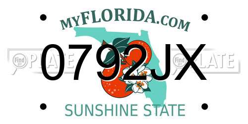 0792JX Florida License Plate