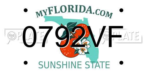 0792VF Florida License Plate