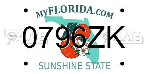 0796ZK Florida License Plate