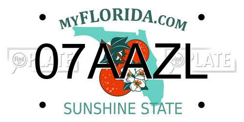 07AAZL Florida License Plate