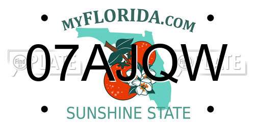07AJQW Florida License Plate