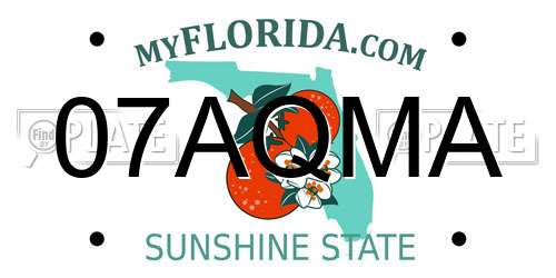 07AQMA Florida License Plate