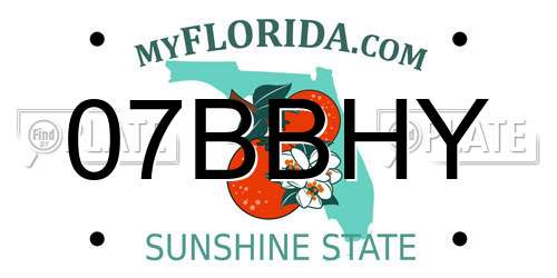 07BBHY Florida License Plate