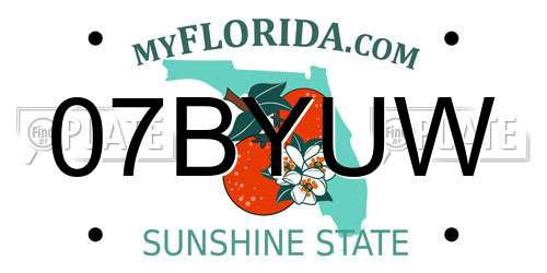 07BYUW Florida License Plate