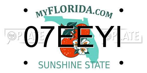 07EEYI Florida License Plate
