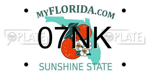 07NK Florida License Plate