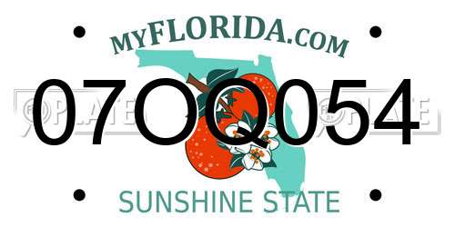 07OQ054 Florida License Plate
