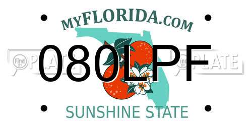 080LPF Florida License Plate